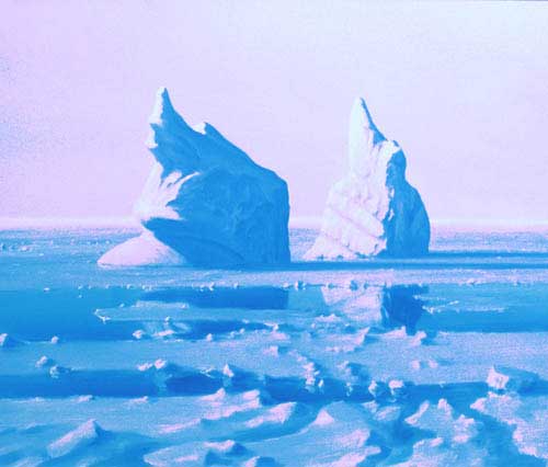 Iceberg Towers Greenland Coast  Painting by David Rosenthal